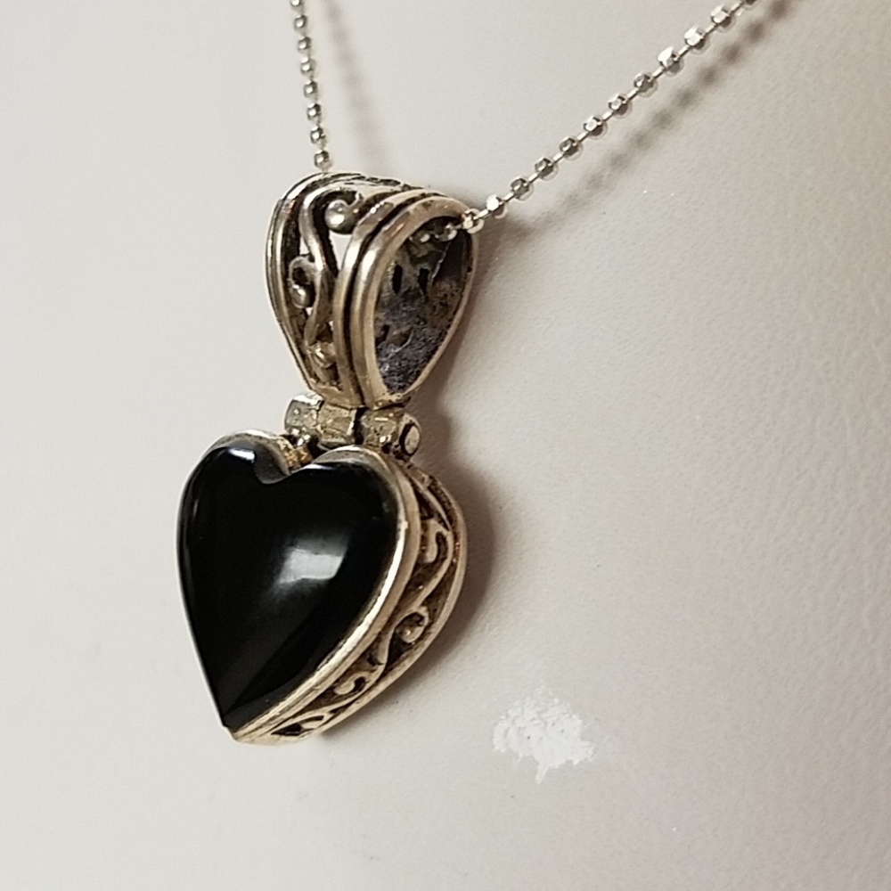 Sterling Silver and Black Onyx Necklace - Picture 1 of 8